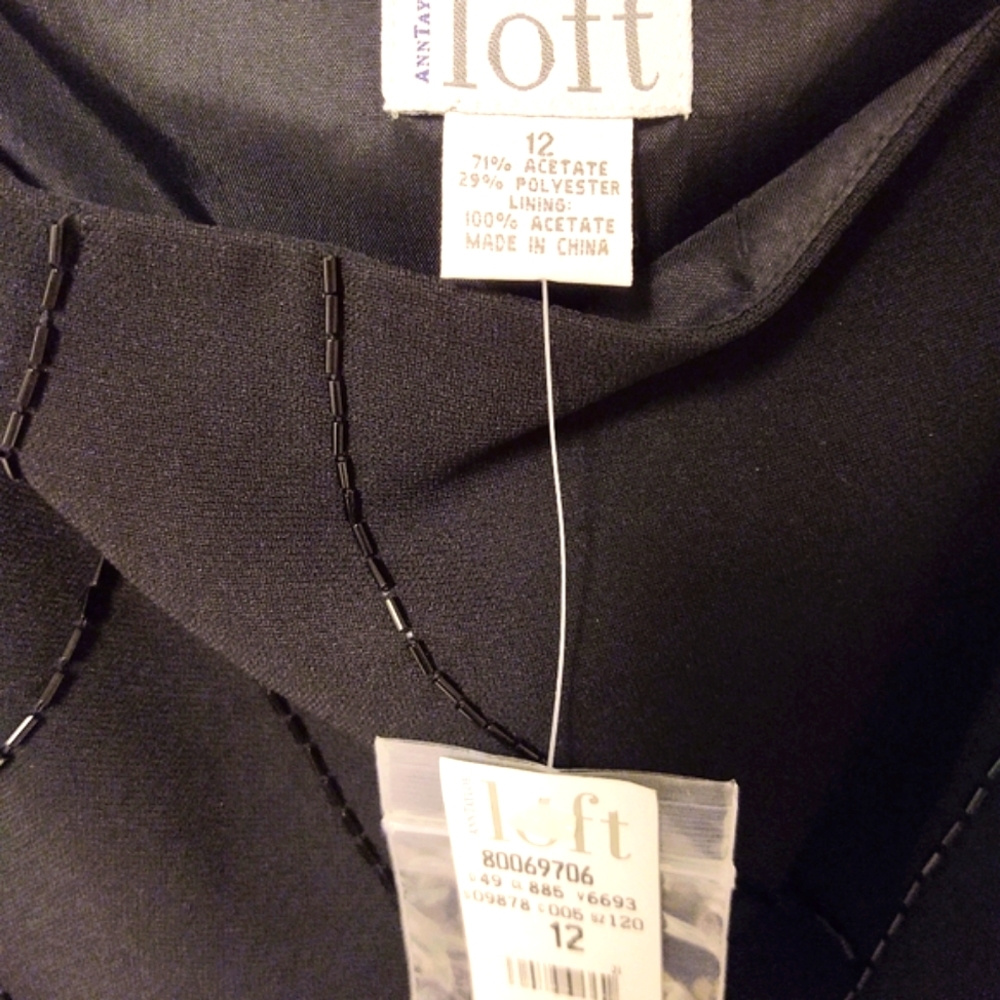 NWT LOFT BLACK BEADED BLOUSE